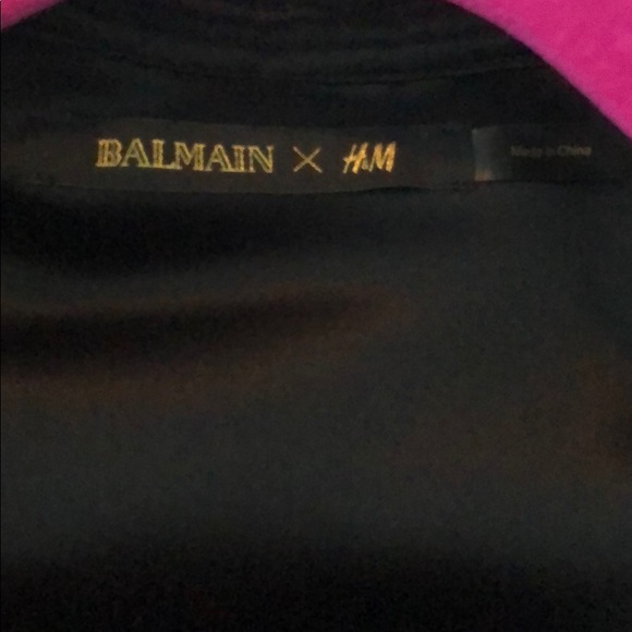 Balmain H&M Silk Jacket in Black Gold Buttons SZ 2 - Picture 5 of 9